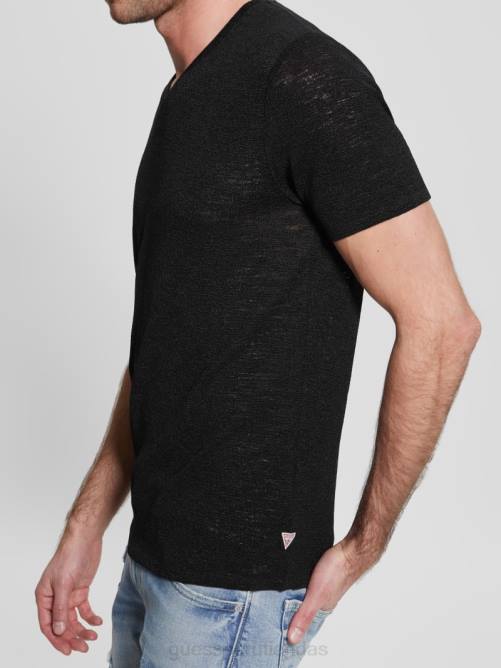 GUESS camiseta de gasa hombres 0P8X4022 negro vestir