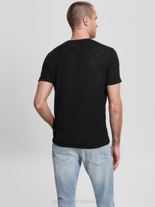 GUESS camiseta de gasa hombres 0P8X4022 negro vestir