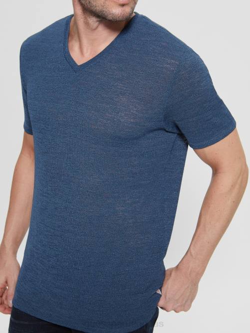 GUESS camiseta de gasa hombres 0P8X4062 azul cobalto vestir