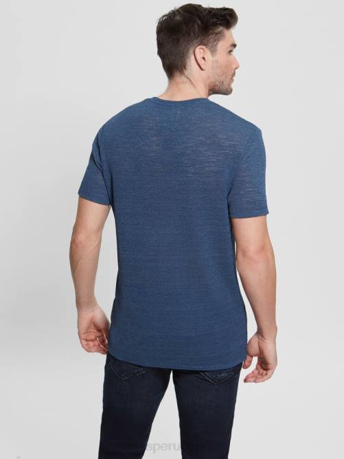 GUESS camiseta de gasa hombres 0P8X4062 azul cobalto vestir