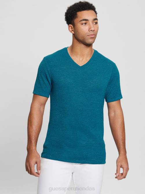GUESS camiseta de gasa hombres 0P8X4081 arrecife azul vestir