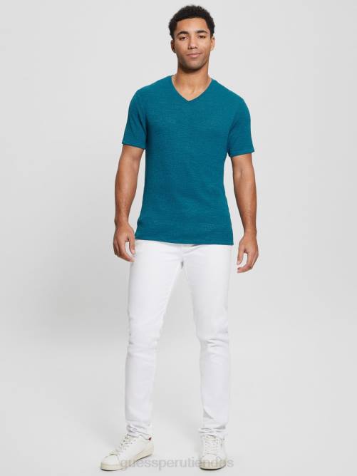 GUESS camiseta de gasa hombres 0P8X4081 arrecife azul vestir