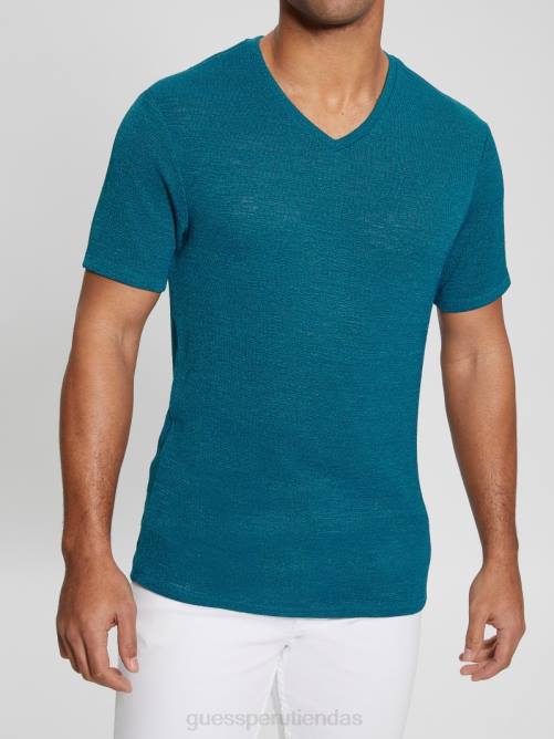 GUESS camiseta de gasa hombres 0P8X4081 arrecife azul vestir