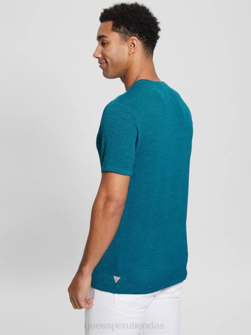 GUESS camiseta de gasa hombres 0P8X4081 arrecife azul vestir