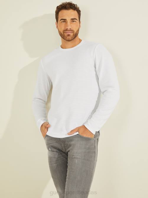 GUESS camiseta de manga larga zuma hombres 0P8X4113 blanco puro vestir