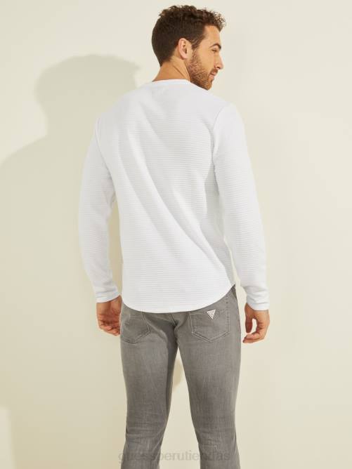 GUESS camiseta de manga larga zuma hombres 0P8X4113 blanco puro vestir