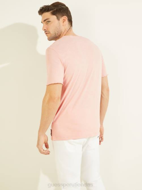 GUESS camiseta de polvo hombres 0P8X4102 algodón rubor vestir