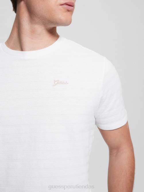 GUESS camiseta eco vincent con cuello redondo hombres 0P8X4178 blanco puro vestir