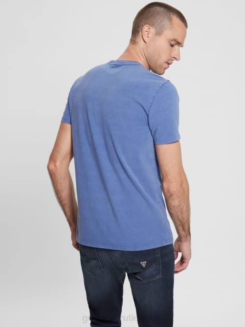 GUESS camiseta lavada eli hombres 0P8X4126 papel indaco multi vestir