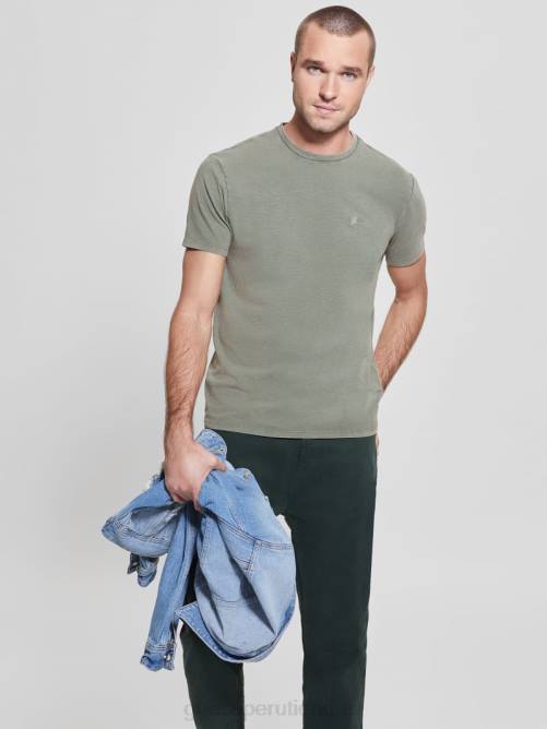 GUESS camiseta lavada eli hombres 0P8X4133 verdes de la selva múltiples vestir