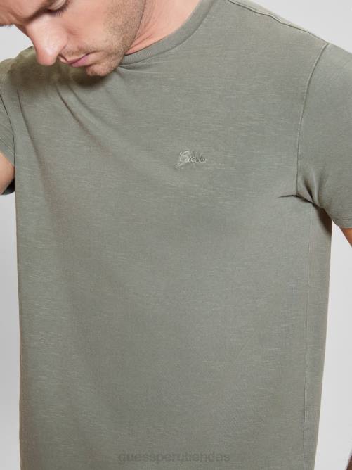GUESS camiseta lavada eli hombres 0P8X4133 verdes de la selva múltiples vestir