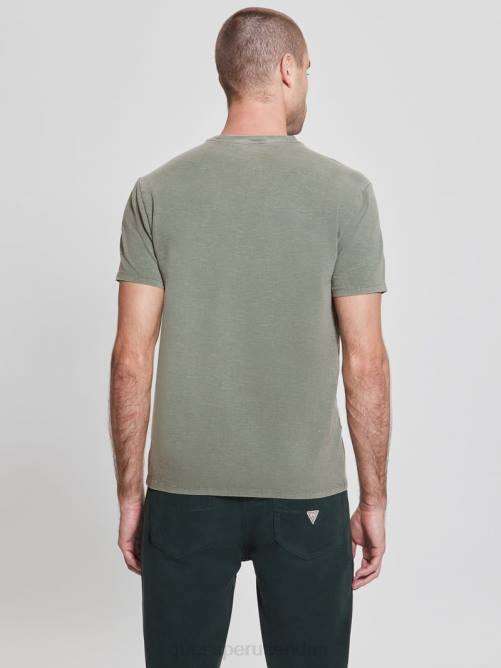 GUESS camiseta lavada eli hombres 0P8X4133 verdes de la selva múltiples vestir