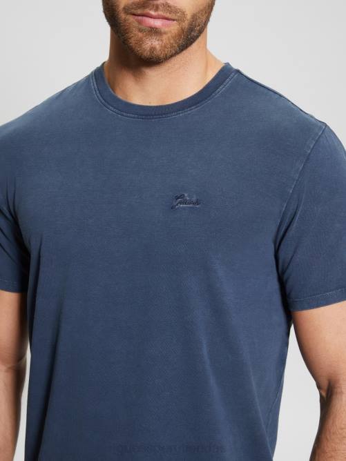 GUESS camiseta lavada eli hombres 0P8X4163 azul ennegrecido multi vestir