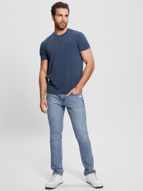 GUESS camiseta lavada eli hombres 0P8X4163 azul ennegrecido multi vestir