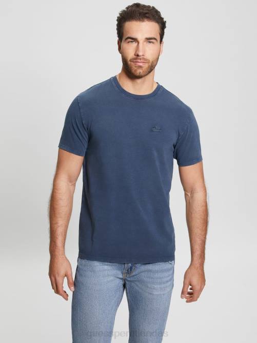 GUESS camiseta lavada eli hombres 0P8X4163 azul ennegrecido multi vestir