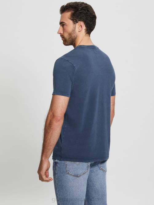 GUESS camiseta lavada eli hombres 0P8X4163 azul ennegrecido multi vestir