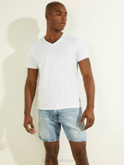 GUESS camiseta mason con cuello en v hombres 0P8X4103 blanco puro vestir