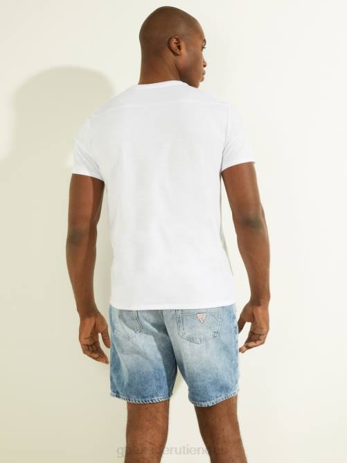 GUESS camiseta mason con cuello en v hombres 0P8X4103 blanco puro vestir