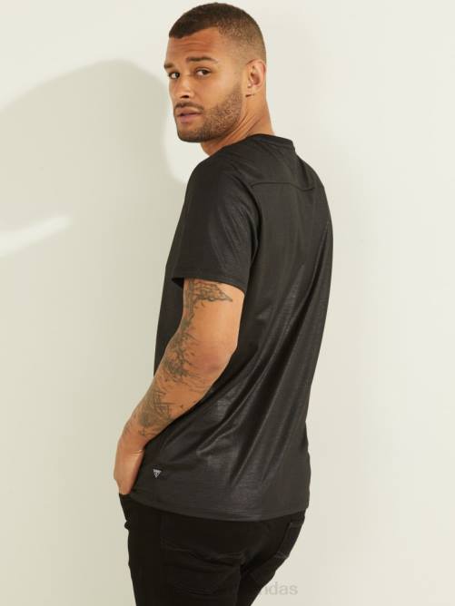 GUESS camiseta mason con cuello en v hombres 0P8X4112 negro azabache vestir