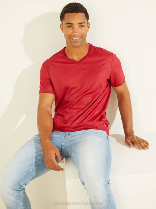 GUESS camiseta mason con cuello en v hombres 0P8X4123 chile rojo vestir
