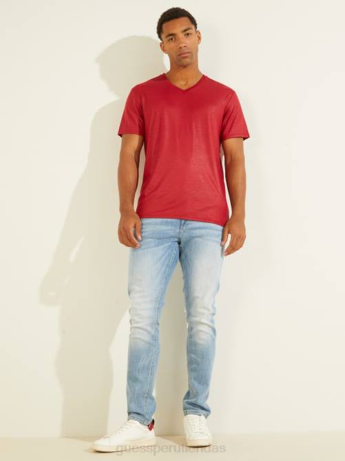 GUESS camiseta mason con cuello en v hombres 0P8X4123 chile rojo vestir