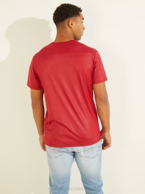 GUESS camiseta mason con cuello en v hombres 0P8X4123 chile rojo vestir