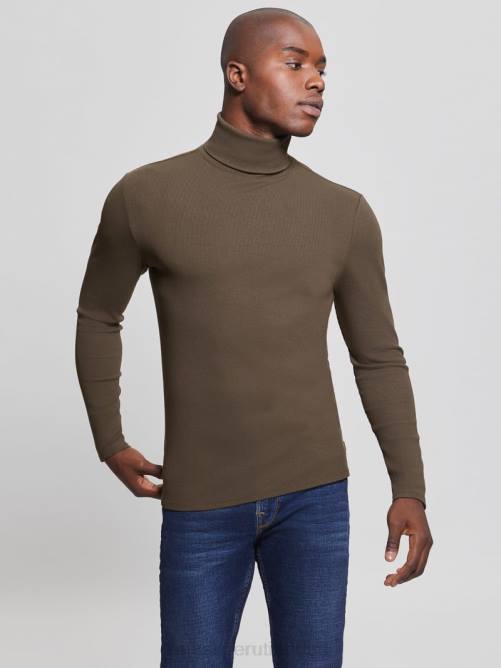 GUESS camiseta mateo de cuello alto hombres 0P8X4087 cacao agridulce vestir