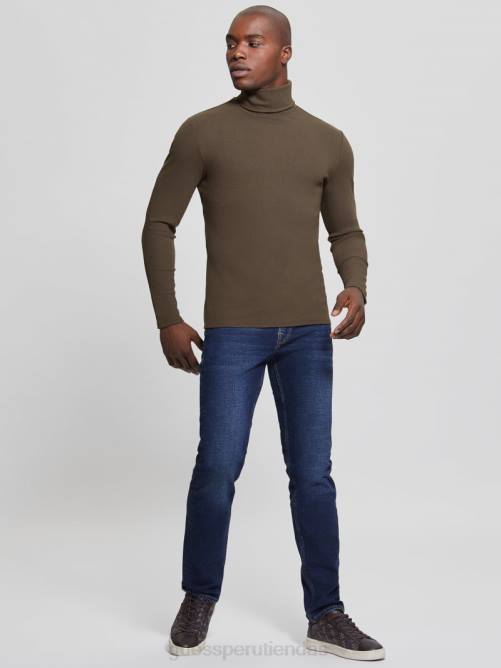 GUESS camiseta mateo de cuello alto hombres 0P8X4087 cacao agridulce vestir