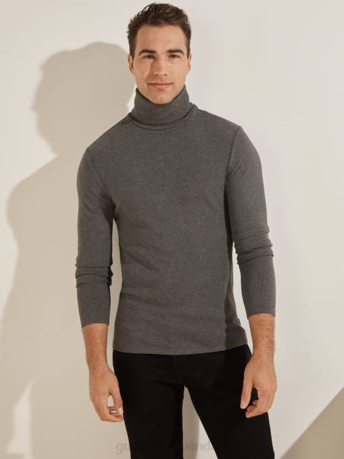 GUESS camiseta mateo de cuello alto hombres 0P8X4095 brezo de carbón oscuro vestir