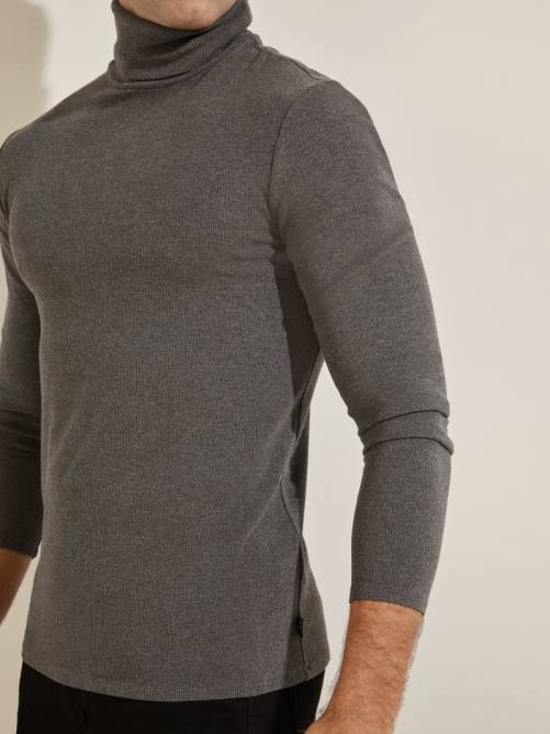 GUESS camiseta mateo de cuello alto hombres 0P8X4095 brezo de carbón oscuro vestir