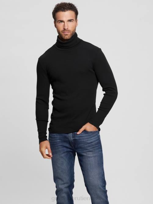 GUESS camiseta mateo de cuello alto hombres 0P8X4137 negro vestir