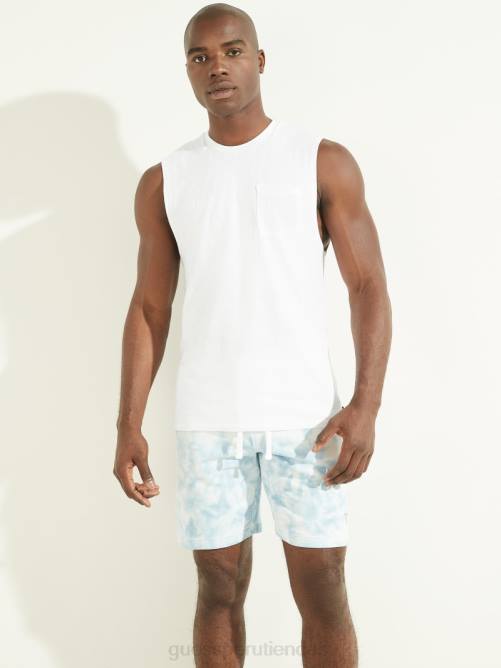 GUESS camiseta musculosa de algodón y cáñamo hombres 0P8X4049 blanco puro vestir