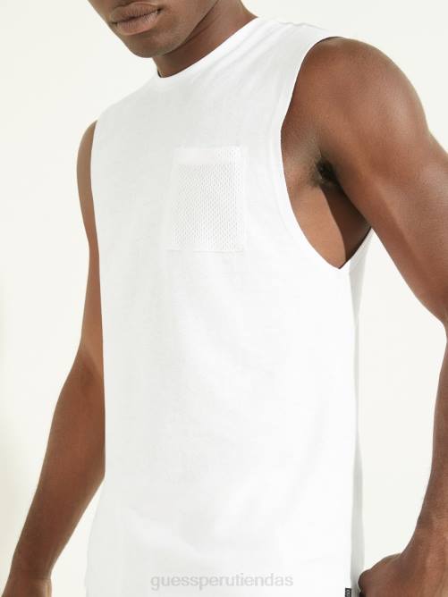 GUESS camiseta musculosa de algodón y cáñamo hombres 0P8X4049 blanco puro vestir