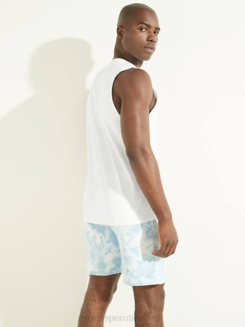 GUESS camiseta musculosa de algodón y cáñamo hombres 0P8X4049 blanco puro vestir