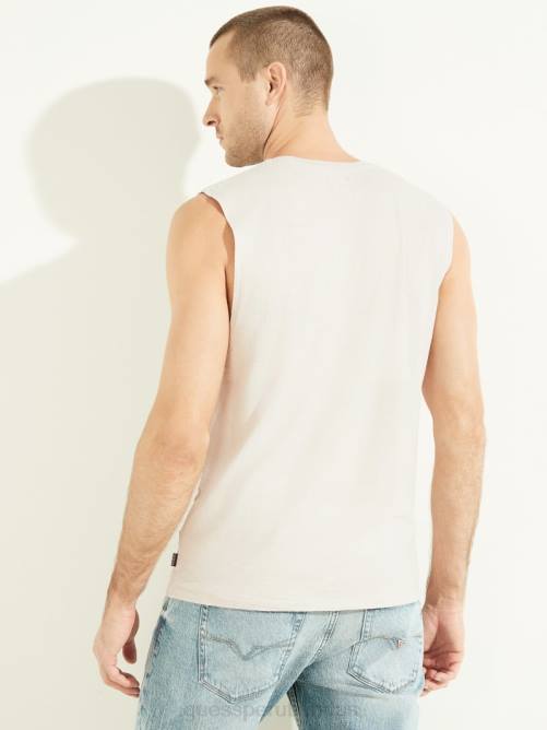GUESS camiseta musculosa de algodón y cáñamo hombres 0P8X4108 piedra apagada multi vestir
