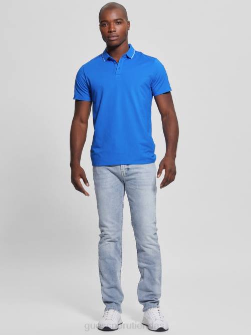 GUESS polo con cinta de piqué paul hombres 0P8X4148 zaffre brillante vestir