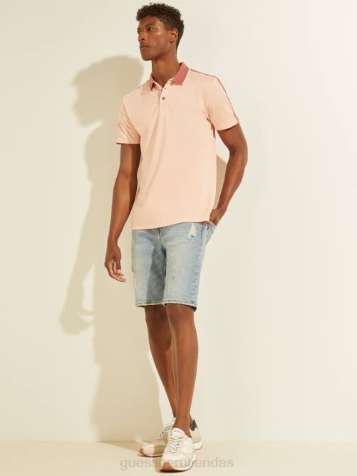 GUESS polo con cinta del logo en piqué hombres 0P8X4132 flor rosa claro vestir