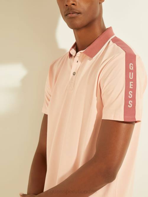 GUESS polo con cinta del logo en piqué hombres 0P8X4132 flor rosa claro vestir