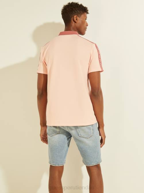 GUESS polo con cinta del logo en piqué hombres 0P8X4132 flor rosa claro vestir