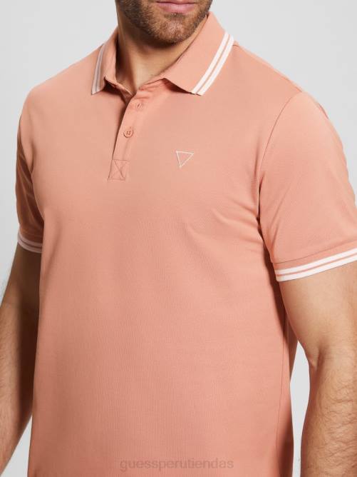 GUESS polo de piqué deportivo hombres 0P8X4140 rosa de raso multicolor vestir
