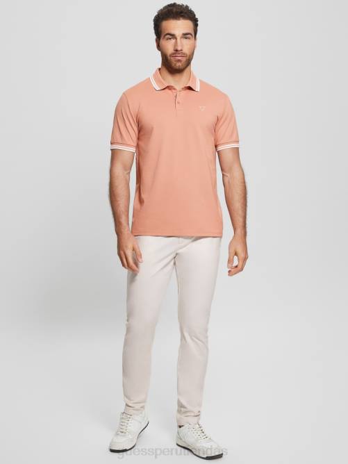 GUESS polo de piqué deportivo hombres 0P8X4140 rosa de raso multicolor vestir