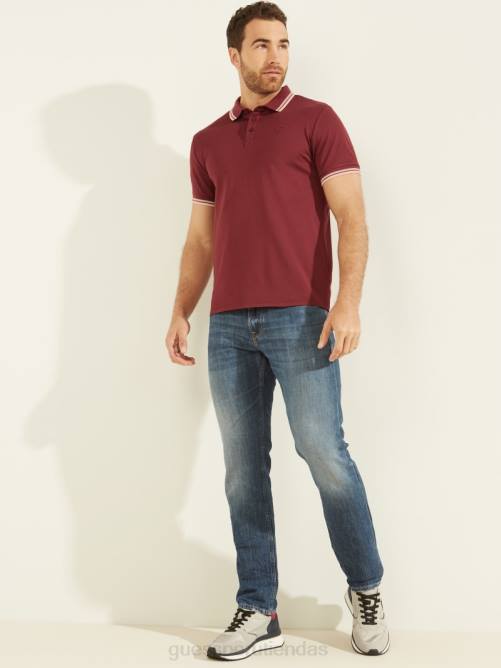 GUESS polo de piqué deportivo hombres 0P8X4141 vino vestir