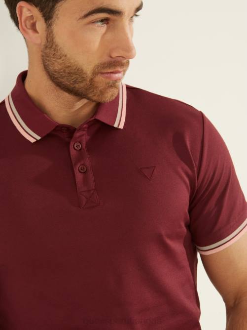 GUESS polo de piqué deportivo hombres 0P8X4141 vino vestir