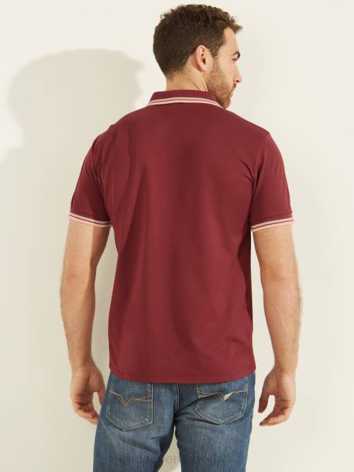 GUESS polo de piqué deportivo hombres 0P8X4141 vino vestir