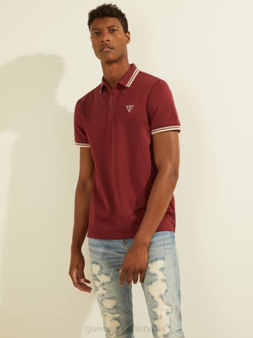 GUESS polo deportivo de piqué con logo hombres 0P8X4129 vino vestir