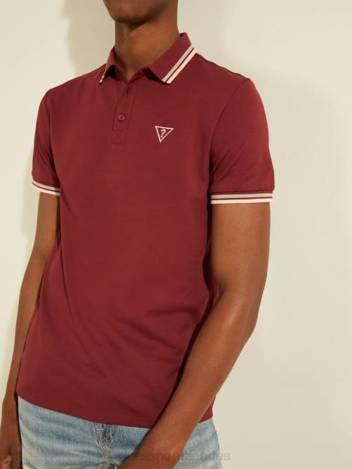 GUESS polo deportivo de piqué con logo hombres 0P8X4129 vino vestir