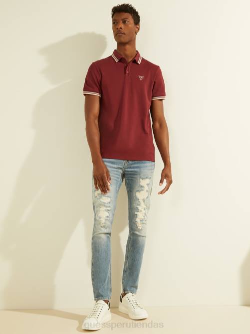 GUESS polo deportivo de piqué con logo hombres 0P8X4129 vino vestir