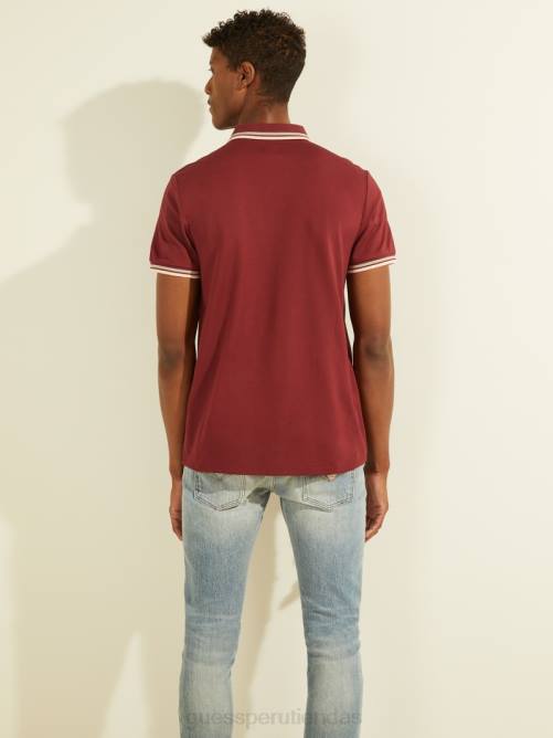 GUESS polo deportivo de piqué con logo hombres 0P8X4129 vino vestir