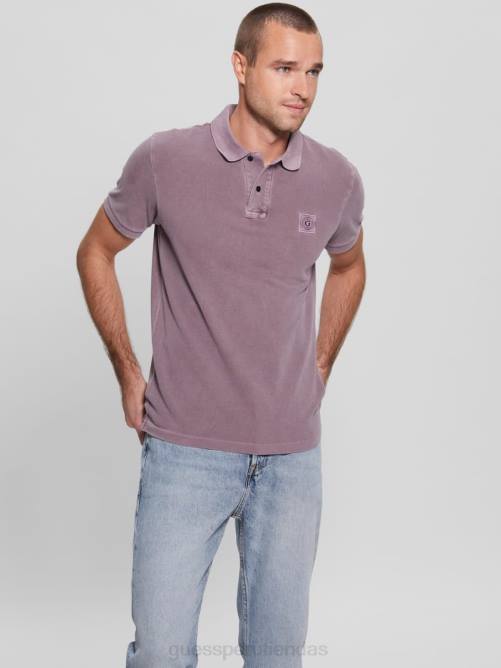 GUESS polo lavado hombres 0P8X4146 ciruela real vestir