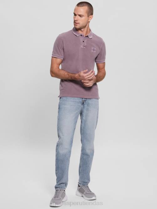 GUESS polo lavado hombres 0P8X4146 ciruela real vestir
